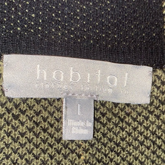 Habitat Knit Button Cardigan Black & Green Buffalo Plaid Long Sleeve Size Large - Picture 8 of 16